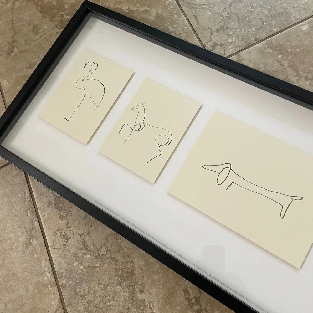 Pablo Picasso Animal Line Drawings Framed Print Set Flamingo Sausage Dog Horse